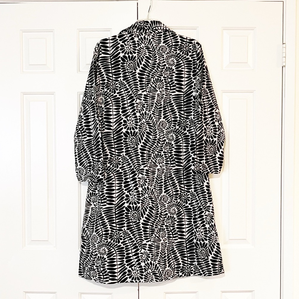 Connie Roberson Black & White Long Sleeve Patterned 100% Cotton Dress - Picture 3 of 14